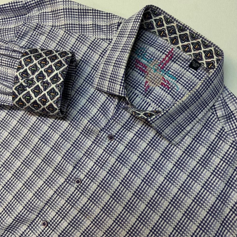 Robert Graham Button Down Shirt Mens XXL Blue Plaid Knowledge Wisdom Truth NWT